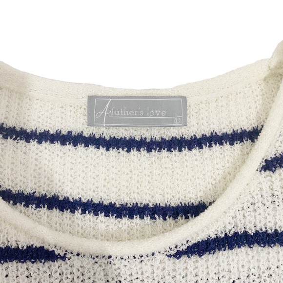 A Father’s Love White With Blue Stripes Sleeveless Knit Tunic Top, Size Large - Picture 7 of 7